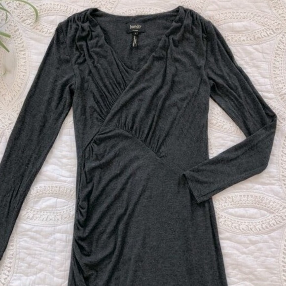 Laundry by Shelli Segal Ruched Fitted Long Sleeve Knit Dress Size M Gray Bodycon - Picture 8 of 8